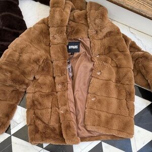 Apparis Caramel Faux Fur Coat